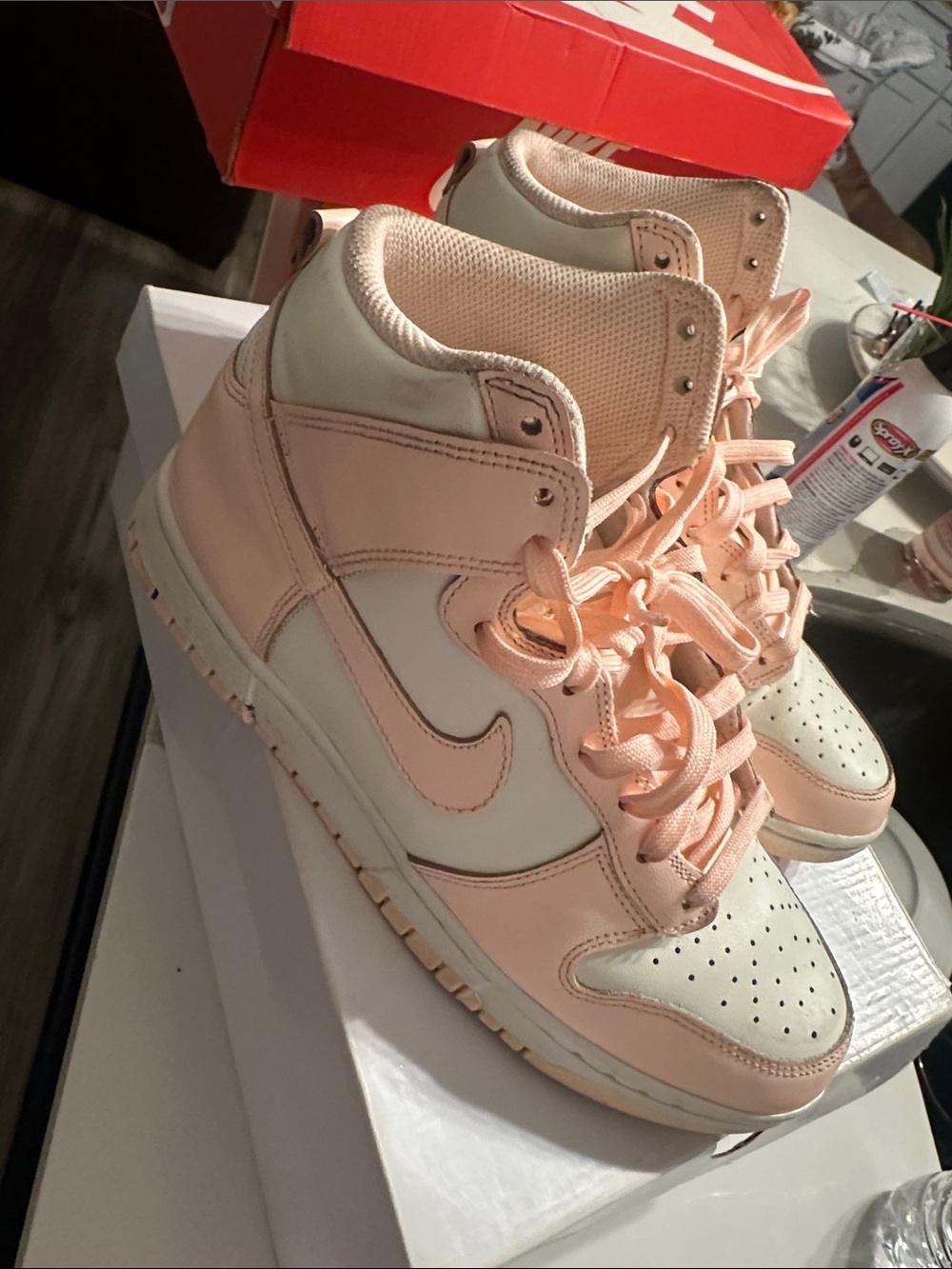 Nike Women’s High-Top Sneakers in Pale Pink and Cream